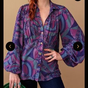 Nine Lives Bazaar - Edie Blouse in Berry Bang, size AU10